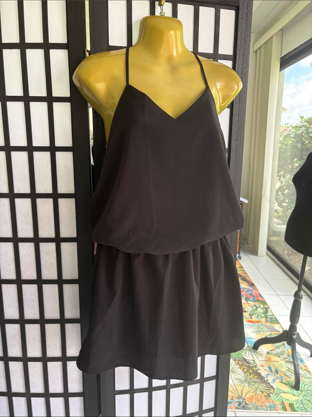 Haute Hippie Black Mini Dress with Spaghetti Straps